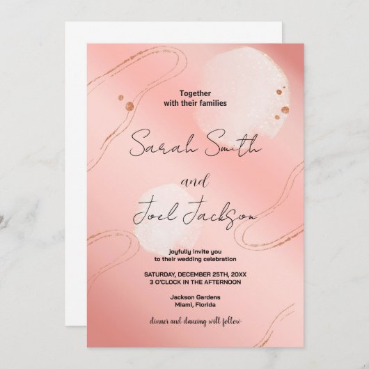 Glitter roze bruiloft uitnodigingen (Voorkant / Achterkant)