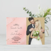 Glitter Roze Bruiloft Uitnodigingen met foto (Staand voorkant)