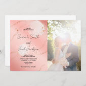 Glitter Roze Bruiloft Uitnodigingen met foto (Voorkant / Achterkant)