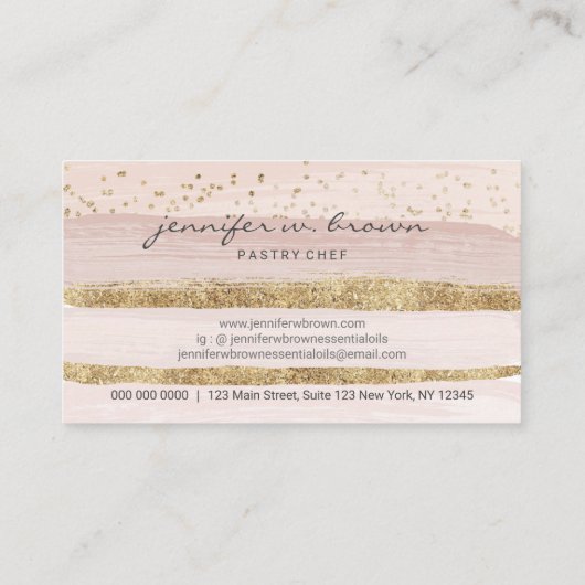 Glitter Roze Cake Bloem Bakkerij Gebak Patisserie Visitekaartje (Achterkant)