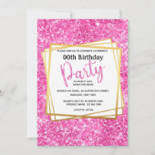 Glitter roze confetti verjaardagsfeest kaart (Voorkant)
