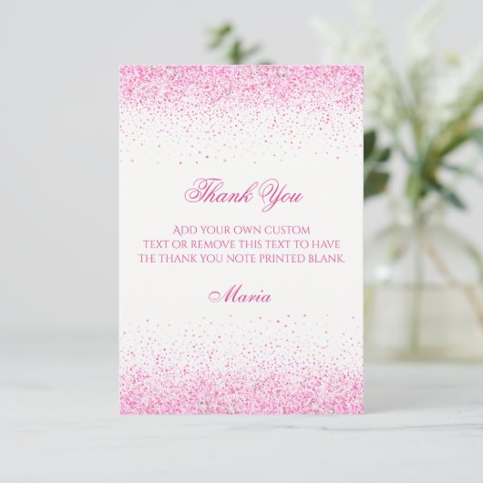 Glitter Roze Dankkaartjes Bedankkaart (Staand voorkant)