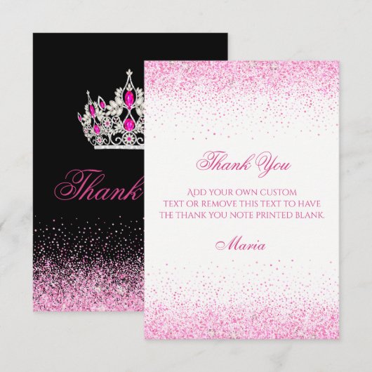 Glitter Roze Dankkaartjes Bedankkaart (Voorkant / Achterkant)