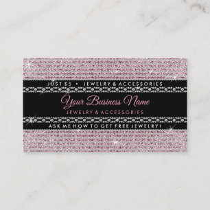Glitter Roze Diamanten Visitekaartje