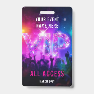 Glitter roze disco VIP-concert all access evenemen Badge