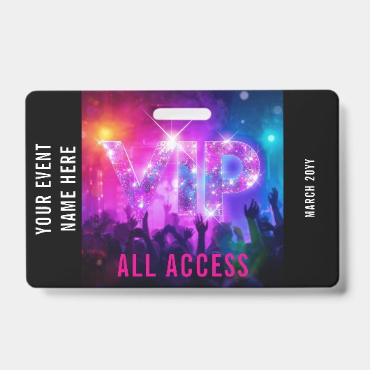 Glitter roze disco VIP-concert all access evenemen Badge (Voorzijde)