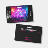 Glitter roze disco VIP-concert all access evenemen Badge (Voor- en achterkant)
