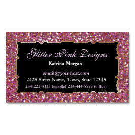 Glitter Roze Elegantie Magnetisch Visitekaartje
