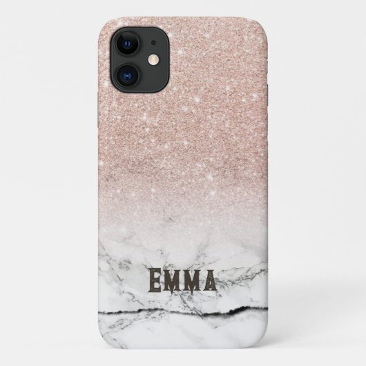 glitter roze Emma op iPhone 11 hoesjes (Achterkant)