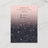 Glitter roze en zwart verdienen houder visitekaartje (Achterkant)