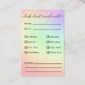 Glitter roze Eyelash Extension Client Record Visitekaartje (Achterkant)