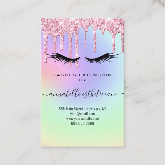 Glitter roze Eyelash Extension Client Record Visitekaartje (Voorkant)