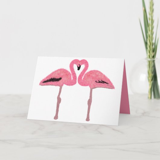 Glitter roze flamingo hart feestdagen kaart (Voorkant)