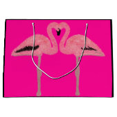 Glitter roze flamingo hart groot cadeauzakje (Voorkant)