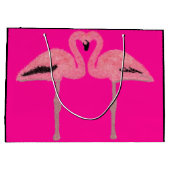 Glitter roze flamingo hart groot cadeauzakje (Achterkant)