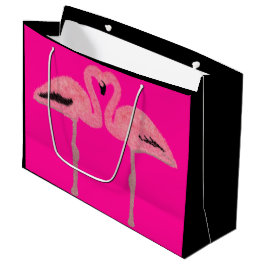 Glitter roze flamingo hart groot cadeauzakje