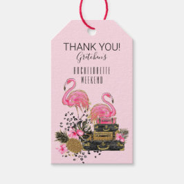 Glitter roze flamingo koffers Dank u Cadeaulabel