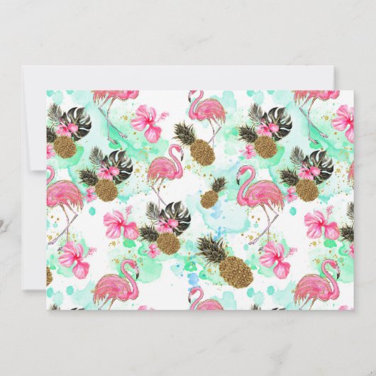 Glitter Roze Flamingo Leopard Print Baby shower Kaart (Achterkant)