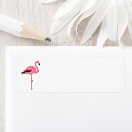 Glitter roze flamingo strand Kerstmis Etiket (Insitu)