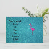 Glitter roze flamingo turquoise glitter kaart (Staand voorkant)