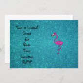 Glitter roze flamingo turquoise glitter kaart (Voorkant / Achterkant)