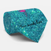 Glitter roze flamingo turquoise glitter stropdas (Opgerold)