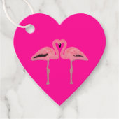 Glitter roze flamingohart bedankjes labels (Voorkant)