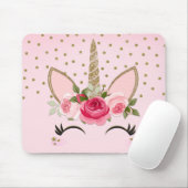 Glitter & Roze Floral Unicorn Trendy Muismat (Met muis)