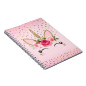 Glitter & Roze Floral Unicorn Trendy Notitieboek (Rechterzijde)