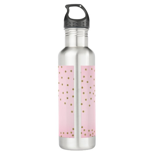 Glitter & Roze Floral Unicorn Trendy Waterfles (Achterkant)