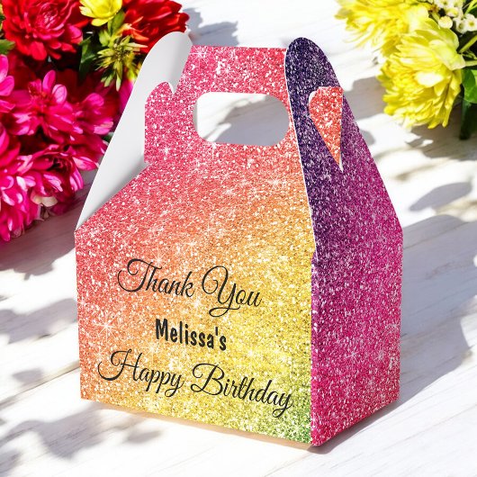 Glitter roze geel goud dank u bedankdoosjes