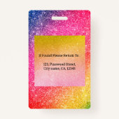 Glitter Roze Geel Gouden Salon Foto Badge (Achterkant)