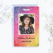 Glitter Roze Geel Gouden Salon Foto Badge