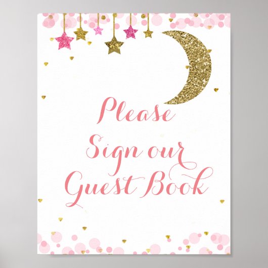 Glitter Roze Gelieve ons gastboek te ondertekenen. Poster (Voorkant)