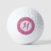 Glitter roze glam elegante custom monogram dames golfballen (Voorkant)
