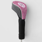Glitter roze glam elegante custom monogram dames golfheadcover (Schuin)