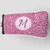 Glitter roze glam elegante custom monogram dames golfheadcover (Voorkant)