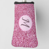 Glitter roze glam elegante custom monogram dames golfheadcover (Draai 90)