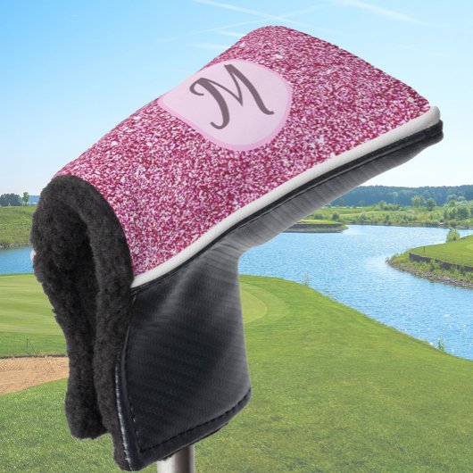 Glitter roze glam elegante custom monogram dames golfheadcover