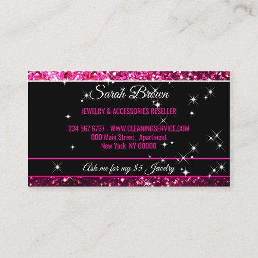 Glitter Roze Glans Glamour Starlust licht Visitekaartje (Achterkant)