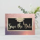 Glitter Roze Goud Afstudeerdata Bewaren Save The Date (Staand voorkant)