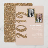 Glitter Roze Goud Blush Glam 2019 Afstuderen FOTO Kaart (Voorkant / Achterkant)