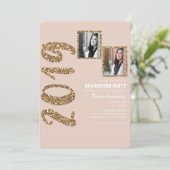 Glitter Roze Goud Blush Glam 2019 Afstuderen FOTO Kaart (Staand voorkant)