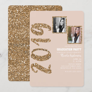 Glitter Roze Goud Blush Glam 2019 Afstuderen FOTO Kaart