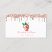 Glitter Roze Goud Drips Aardbei Visitekaartje (Voorkant)