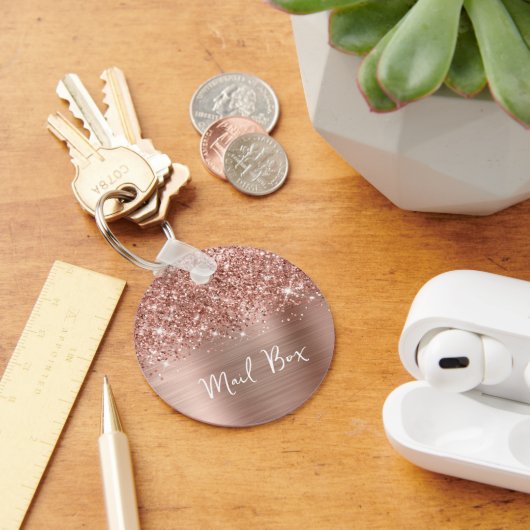 Glitter Roze Goud Glam Brievenbus Sleutelhanger (Bureau)