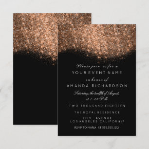 Glitter Roze Goud Koper Zwart Wit Elegant Kaart
