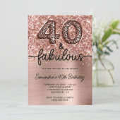 Glitter Roze Goud Luipaard 40 en Fabulous Kaart (Staand voorkant)