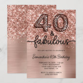 Glitter Roze Goud Luipaard 40 en Fabulous Kaart (Voorkant / Achterkant)