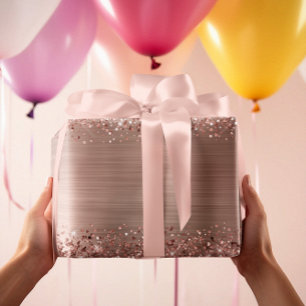 Glitter Roze Goud Nep Folie Cadeaupapier